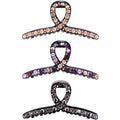 SINIDE Crystal Hair Claw Clips, Rhinestone Plastic Claw Clips Nonslip Acrylic Metal Jaw Clip for Thick Long Hair, Fashion Elegant Clamps Accessories for Women Strong Hold Barrette for Styling (3 Pack)