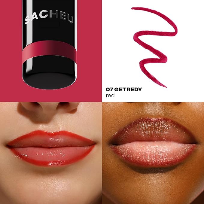 Sacheu Lip Liner STAY-N Peel Off Lip Stain — Long Lasting Matte Lip Tattoo Transfer Proof Lipstain Infused with Hyaluronic Acid & Vitamin E — Vegan & Cruelty-Free, getREDy (Red Rouge)