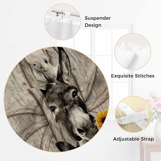 Funny Farm Animals Living Room Curtains 84 Inch Length, Window Curtains Tab Top - Image 6