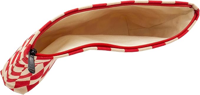PAZIMIIK Makeup Bag Large Zipper Corduroy Make Up Pouch for Purse Travel Canvas Cosmetic Organizer for Women Brush Storage,Checkered Red