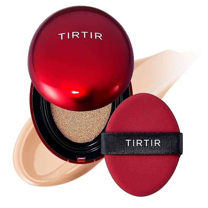 TIRTIR Mask Fit Red Cushion Foundation | Full coverage, Weightless, Skin fit, Satin Glow Finish, Korean Makeup BB Foundation, beauty, Tattoo cover up, Buildable (#24N Latte, 0.63 Fl Oz)