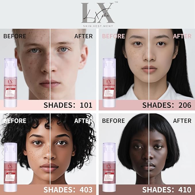6-in-1 Makeup Infused with 1% Hyaluronic Acid- Matte + Poreless Liquid Foundation For A Glowing & Soft-Focus Look, Suitable for All Skin Types (403 Deep, 6-in-1 Makeup Foundation)