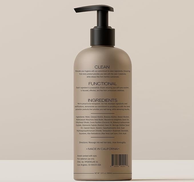 HygieneLab Men's Hair Care Duo– EWG Verified Shampoo (10 fl oz) & Conditioner (10 fl oz) – Fragrance-Free, Paraben-Free Duo for All Hair Types – Gentle Cleanse & Hydration with Premium Formula