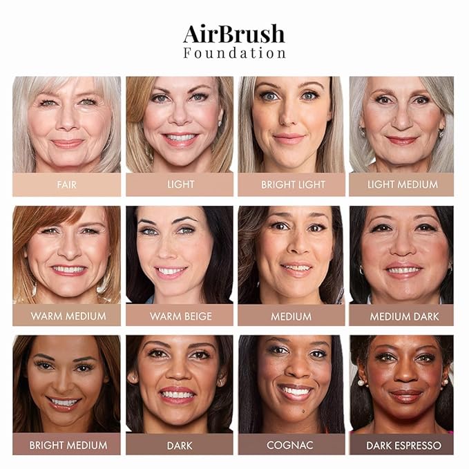 MagicMinerals AirBrush Foundation Set by Jerome Alexander - Complete 5pc Spray Makeup Set with Foundation, Primer, and Setting/Finishing Spray - for Smooth, Radiant Skin (Medium Dark)