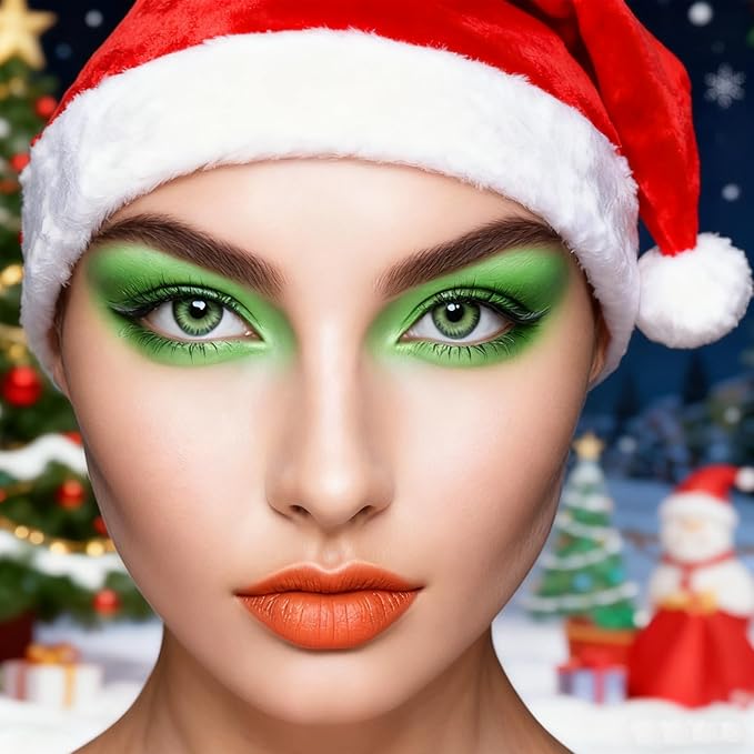 MEICOLY Light Green Eyeshadow with Mirror,Stocking Stuffers for Women,Forest Green Matte Eye Shadow Palette for Christmas Wicked Witch Elphaba Makeup,Pressed Powder Eyeshadow,Eye Makeup Eyelid Color