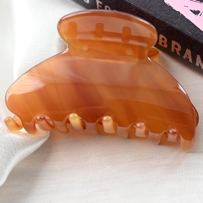 Handmade Celluloid Acetate French Design Barrettes Tortoise Shell Claws Hair Claw Luxury Fashion Accessories Hair Clip for Women (amber)