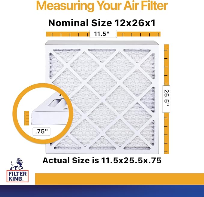 Filter King 12x26x1 Air Filter | 6-PACK | MERV 13 | HVAC Pleated AC Furnace - Image 2