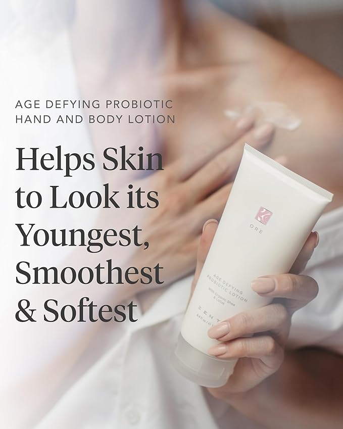 Zents Age-Defying Probiotic Body & Hand Lotion (Ore) | Moisturizing Lotion with Hyaluronic Acid & Organic Shea Butter | Nourishes & Hydrates Skin | 6.4 fl oz