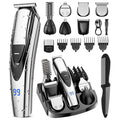 SHPAVVER Beard Trimmer for Men: Professional Barber Hair Clippers - 12-in-1 Cordless Grooming Kit - Waterproof Electric Razor with Turbo Speed & Precision Blades, Silver