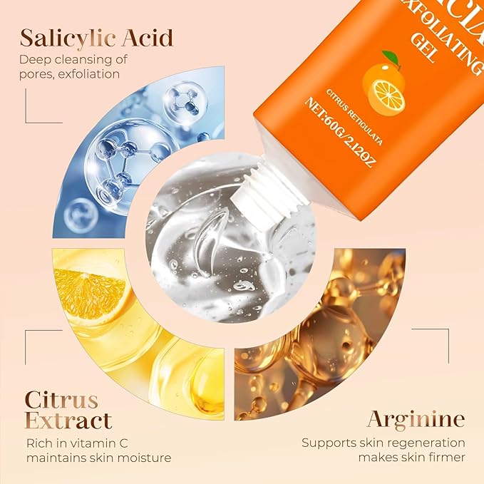 Facial Exfoliating Gel, 2025 New Orange Exfoliating Gel Scrub for Face and Body, Orange Peeling Glue Remove Blackheads & Moisturize Skin for All Types Skin (A-2Pcs, One Size)