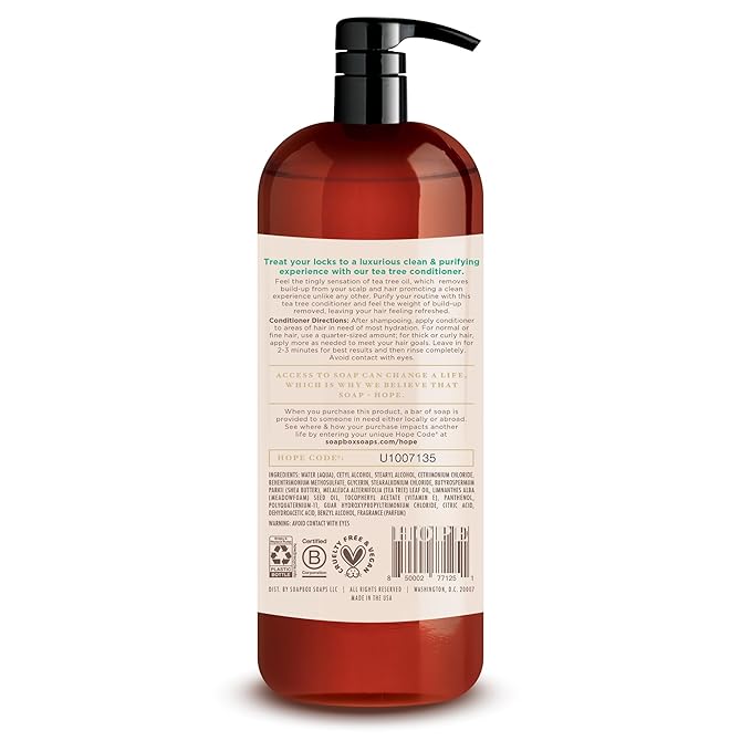 Soapbox Tea Tree Shampoo and Conditioner Set, Scalp Balancing with Tea Tree Oil, Jojoba Oil, Aloe and Shea Butter to Clean and Purify for All Hair Types, 1 Liter Each (Pack of 2)