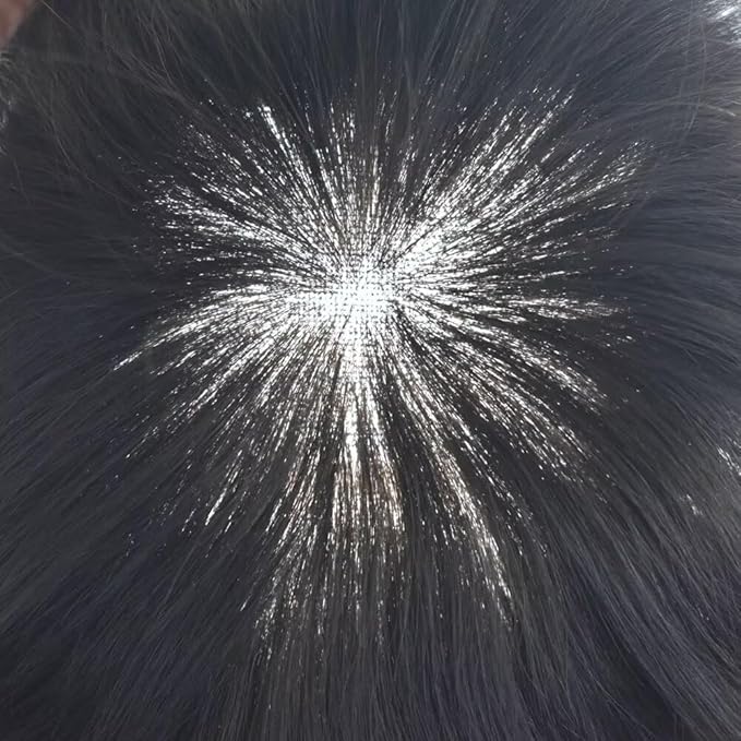 FACE MIRACLE Toupee for Men French Lace Hairpiece Human Hair Replacement System Skin PU Mens Toupee V-Looped Front Hair Piece 6"X8" #1B Off Black-120% medium light to medium density