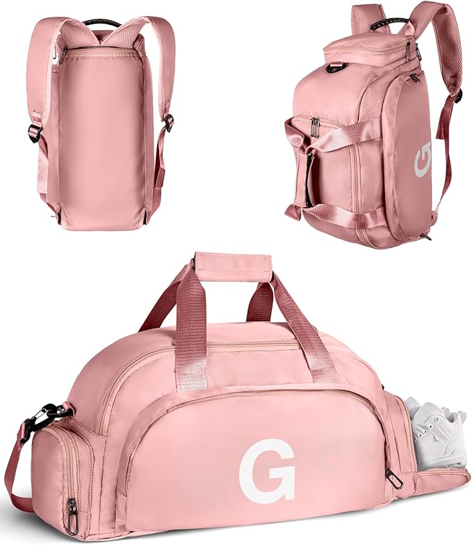 Daughter Gifts, Initial Gym Bags with Shoe Compartment, Dance Bag for Girls, Monogram Kid Overnight Bags, Travel Duffle Tote-Perfect for Ballet Sport Gymnastics Cheer (Letter G)