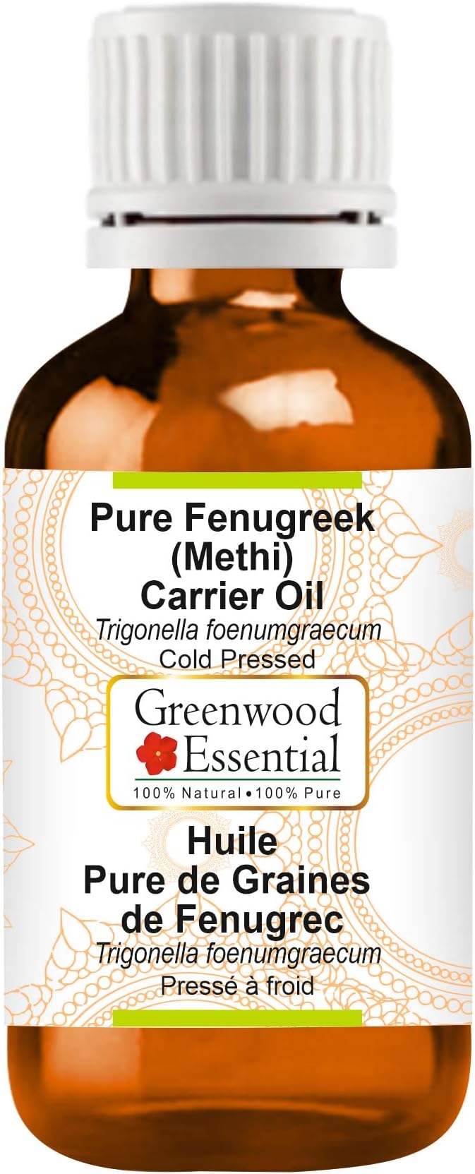 Greenwood Essential Pure Fenugreek (Methi) Carrier Oil (Trigonella foenumgraecum) Cold Pressed 100ml (3.38 oz)
