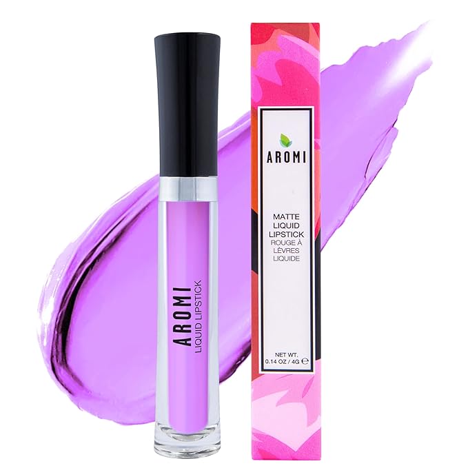 Aromi Matte Liquid Lipstick | Lilac Lip Color for Women, Long-lasting, Bright Purple Pink Shade, Vegan (Pink Periwinkle)