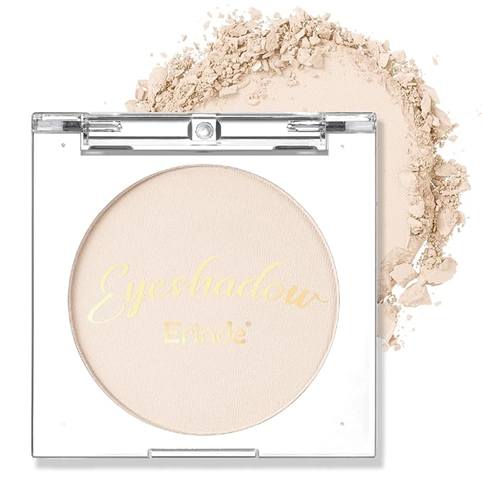Erinde Single Beige Matte Eyeshadow Palette, Velvet Eye Shadow Compact Powder Primer Base Makeup, Neutral Nudes Matte Pressed Powder Eye Shadow Palette, 06# Beige
