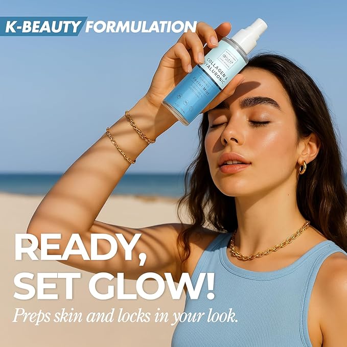 Clear Beauty Hyaluronic Acid & Collagen Face Mist - Dermatologist Tested, Moisturizes & Tones Skin, Anti-Aging, Natural Ingredients, Cruelty-Free Korean Skin Care - All Skin Types - 4 OZ (2 Pack)