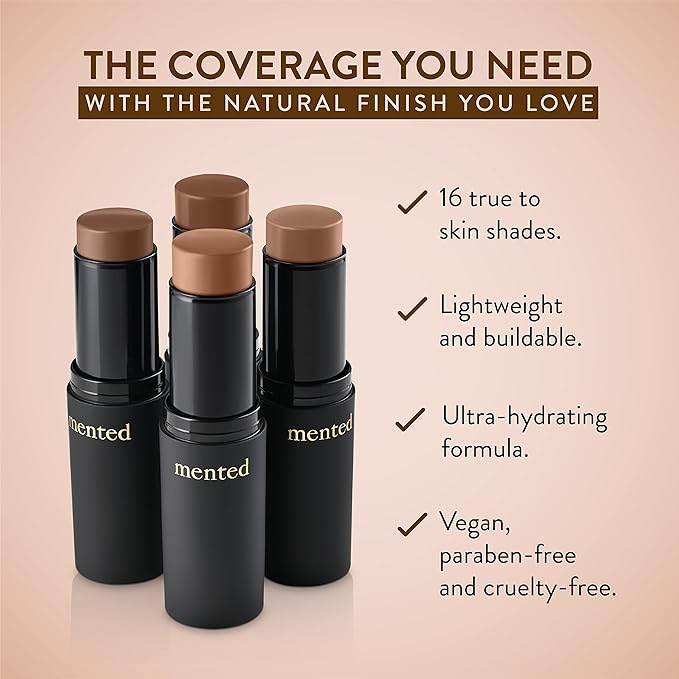 Mented Cosmetics Stick Foundation Make Up, Concealer & Contour Stick for Medium Tan Skin, Cream Foundation for Black Women Makeup, Vegan and Cruelty Free, T30