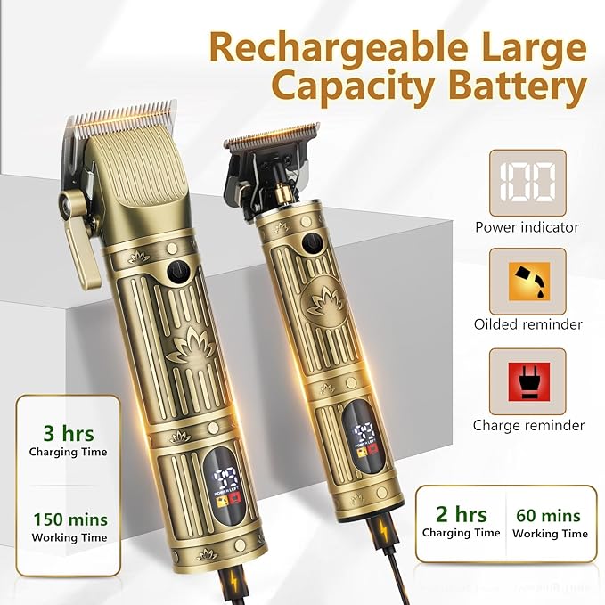 Hair Clippers for Men Professional,Beard Trimmer Hair Trimmer Kit,Cordless Clippers and Trimmers Set,Electric Razor Shavers for Men,Nose Trimmer Mens Grooming Kit for Barber,LED Display