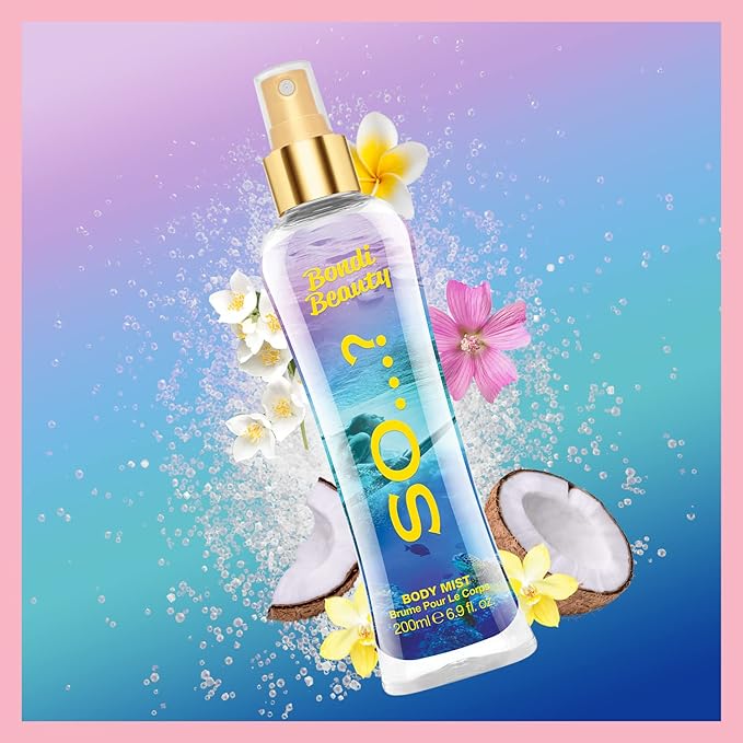 So…? Bondi Beauty Body Mist Fruity Gourmand Scent - Perfume for Women - Jasmine, Vanilla Notes - Gifts - Body Spray for Women - 6.9 oz