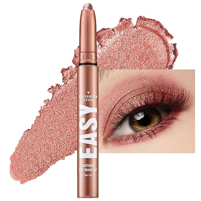 Red Eyeshadow Stick Shimmer Cream Single Eyeshadow Pencil Makeup, High Pigmented Crease-proof Eye Shadow Brightener Stick, Hypoallergenic Waterproof Long Lasting Eye Highlighter stick(B-12#)