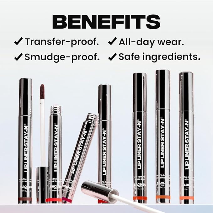 Sacheu Lip Liner STAY-N Peel Off Lip Stain — Long Lasting Matte Lip Tattoo Transfer Proof Lipstain Infused with Hyaluronic Acid & Vitamin E for All Skin Types — Vegan & Cruelty-Free, cLOVER