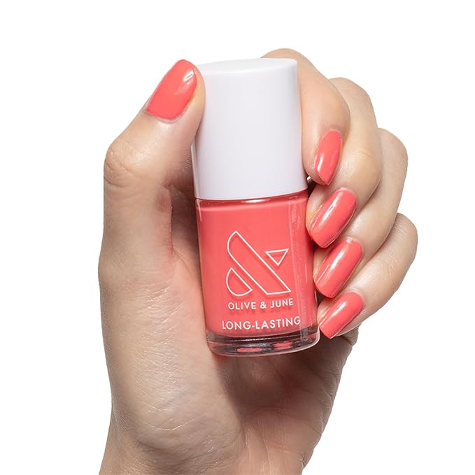 Olive & June Long Lasting Nail Polish | Gel-Like Finish No Lamp Needed | Lasts up to 10 days | Salon-Quality Color at Home | Vegan Cruelty-Free Chip-Resistant Shine |Maine Character Energy Lobster Red