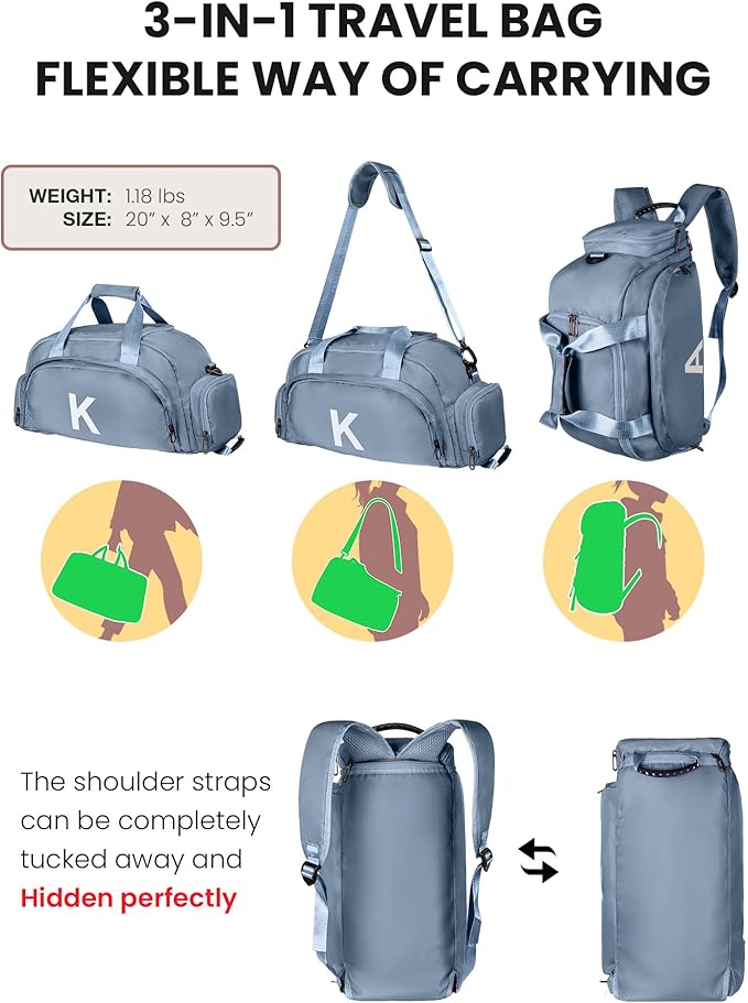 Teen Girls Gifts Trendy Stuff, Initial Gym Bags with Shoe Compartment, Dance Bag for Girls, Monogram Kid Overnight Bags, Small Travel Duffle Tote-Festival Gift for Daughter (Letter D)