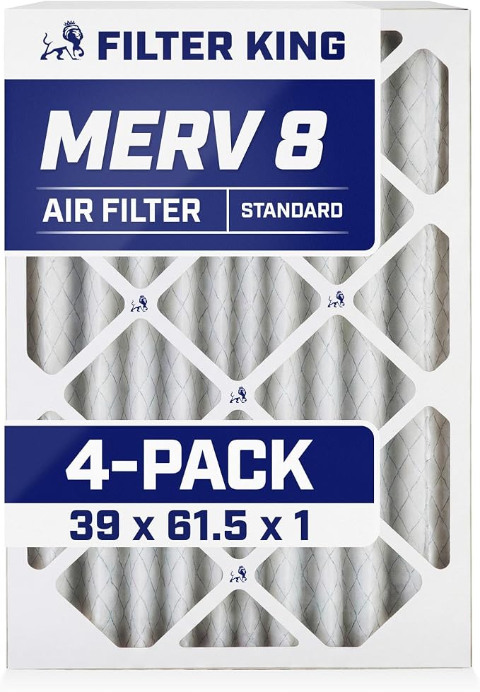 Filter King 39x61.5x1 Air Filter | 4-PACK | MERV 8 HVAC Pleated A/C Furnace by FilterKing