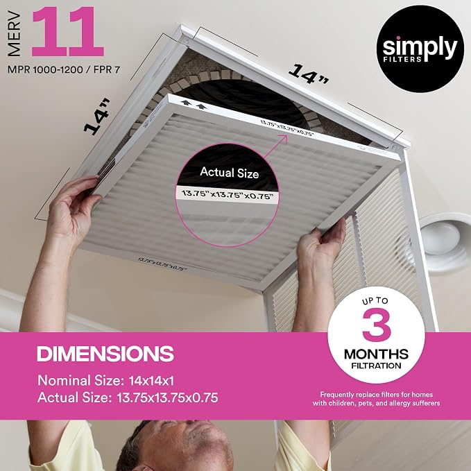 Simply 14x14x1 Air Filter, Merv 11, MPR 1000, 6 Pack, Furnace Air Filter - Image 3