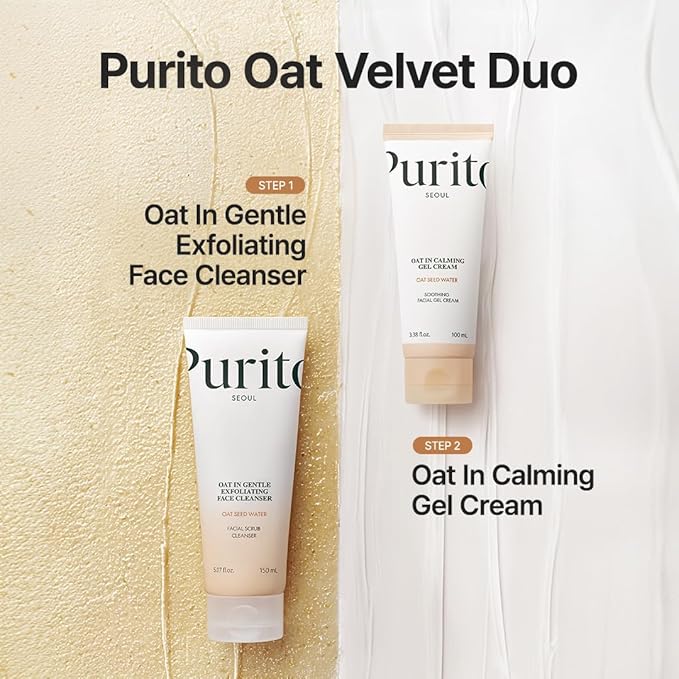 PURITO Oat In Calming Gel Cream, Oat Seed Water Hydration & Soothing, Lightweight, Non-Sticky FA Safe Moisturizer for Sensitive Skin, Non-Comedogenic, Fragrance-Free, Korean Skincare 3.38 fl.oz