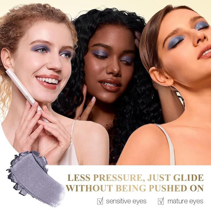 Purple Eyeshadow Stick Makeup Set 1PCS, Neutral Shimmer And Matte Cream Eye Shadow Palette, Metallic Bronze Smoky Eyeliner Brightener Crayon Pencil Kit, Ideal Gift for Women -Mist-Sea