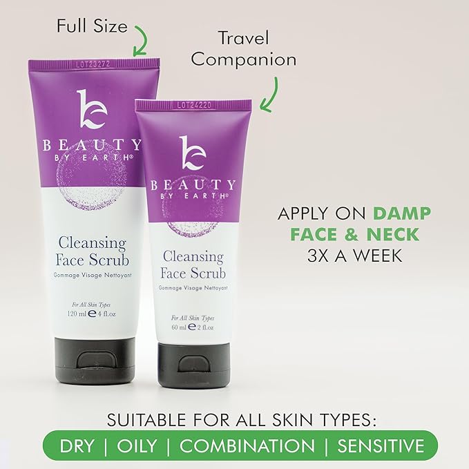 Facial Scrub Exfoliator - USA Made with Natural & Organic Ingredients, Gentle Exfoliating Face Wash for Sensitive & Acne Prone Skin, Microdermabrasion Scrub, Removes Dead Skin Cells (2 Fl Oz)