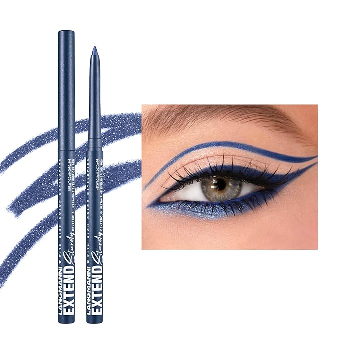 Blue Eyeliner Pencil Waterproof Retractable Cream Blue Gel Eyeliner Smudge-proof Hypoallergenic (08#)