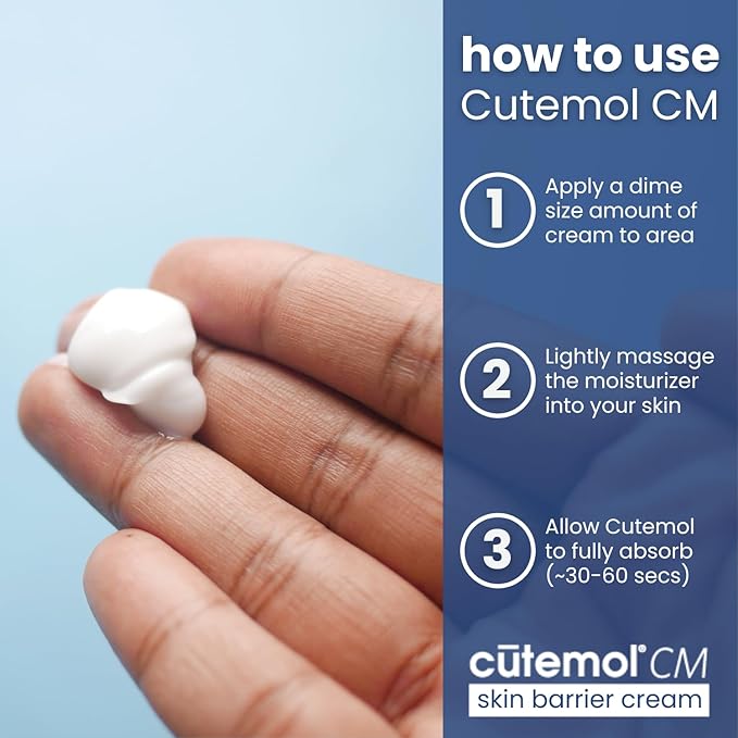 Cutemol CM Emollient Cream - Natural Beeswax & Ceramides for Dry, Damaged Skin (2.75 oz)
