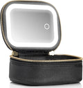 Small Makeup Bag with Led Mirror, Mini Travel Make up Bag 3 Light Modes Adjustable Brightness, for Women Organizer Cosmetic Bag, Portable Travel Train Toiletry Bag, for Pool Parties Work Touch-Ups