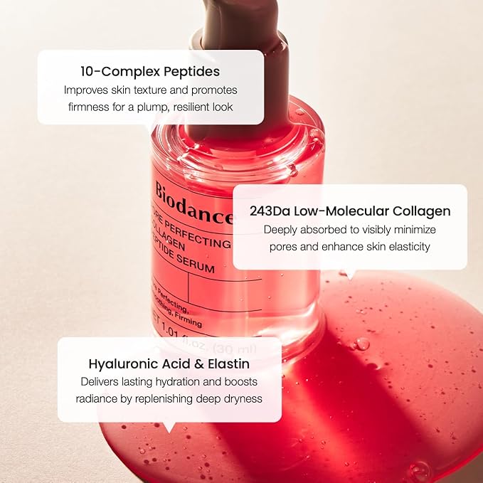 BIODANCE Pore Perfecting Collagen Peptide Serum, Skin Firming & Radiance Boost, Plumping, Pore Care, Makeup Prep Serum for All Skin Types, Korean Skincare, Stocking Stuffers | 1.01 fl.oz x 1 ea