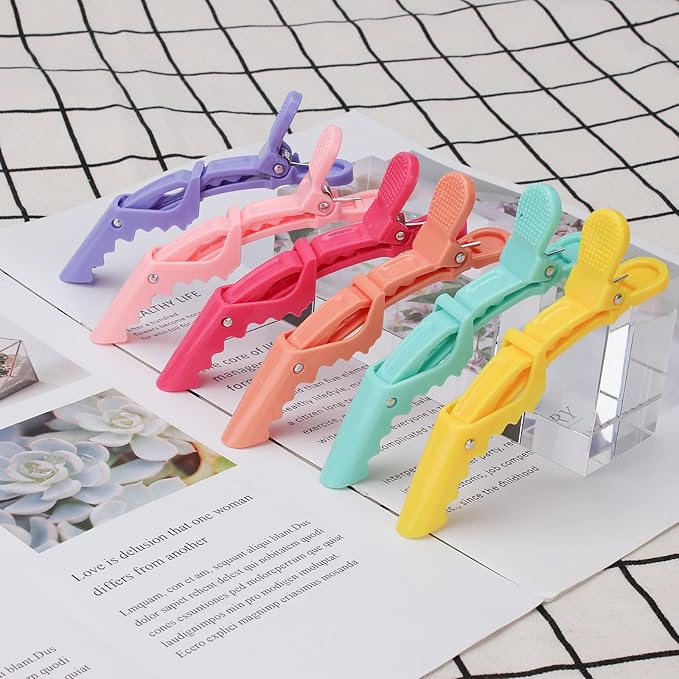 Ondder 24 Pack Professional Alligator Hair Clips for Styling and Salon - Plastic Gator Clips