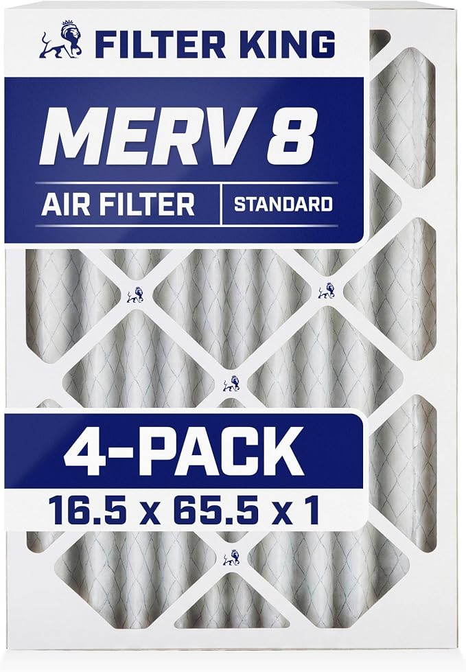 Filter King 16.5x65.5x1 Air Filter | 4-PACK | MERV 8 HVAC Pleated A/C Furnace by FilterKing
