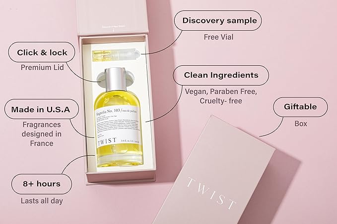 Twist Floral No. Magnolia No. 103 - Eau De Parfum Inspired by Guc. Flora Gorgeous Magnolia, Long-Lasting Perfume For Women, Paraben Free, Vegan, Clean Ingredients, Fragrance - 100 ml | 3.4 fl. oz.