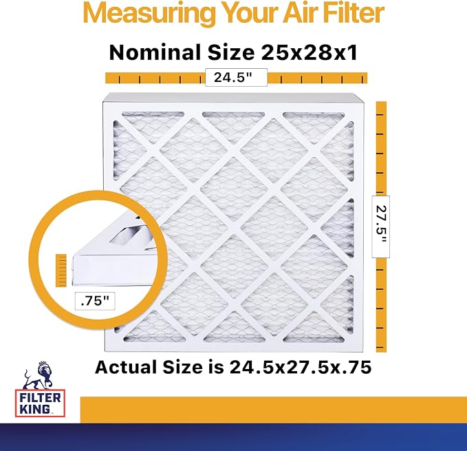 Filter King 25x28x1 Air Filter | 6-PACK | MERV 13 HVAC Pleated A/C Furnace - Image 2