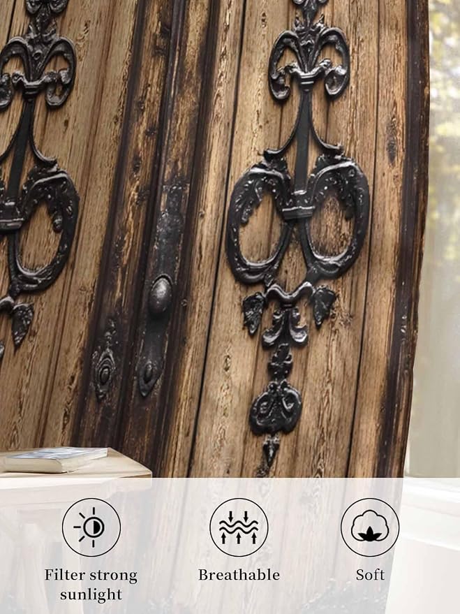 Sheer Curtains 108 Inches Long, Barn Door Semi Sheer Curtains Light Filtering - Image 6