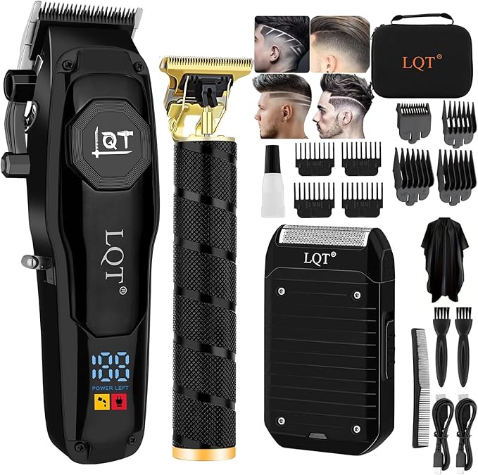 Professional Hair Clippers for Men,Professional Barber Clippers and Trimmer Set,Mens Cordless Clipper, Electric Hair Cut Machines,Cordless Mens Grooming Kit for Face, Hair, Gifts