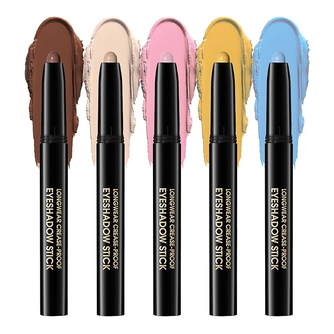 CHIFURE Eyeshadow Stick, Shimmer and Matte Cream Eye Shadow Brightener Sticks Eyeliner Pencil Crayon, Waterproof Long Lasting Eye Highlighter Stick Makeup,0.056 Oz(Matte)