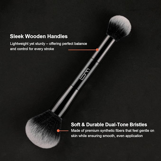 4Pcs Duo End Makeup Brushes, Foundation, Powder, Contour, Concealer, eye makeup Brush, Double-ended Multi-functional Synthetic Cosmetic Tools Makeup Brushes(Black)