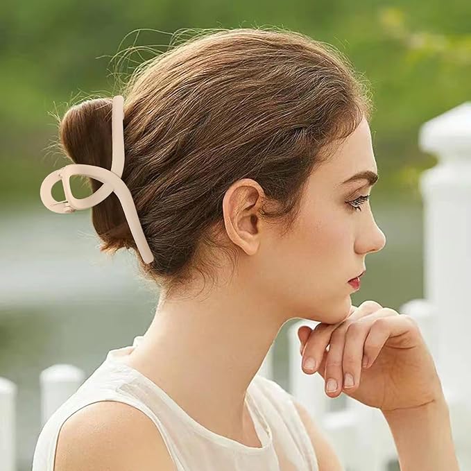 6Inche Extra Large Hair Clips，Claw Clips for Thick Hair and Long Hair, 4 Pack Xl Jumbo Claw clips, Oversized Matte Non-slip Hair Clips for Women, Big Strong Hold Jaw Clip,Neutral Color