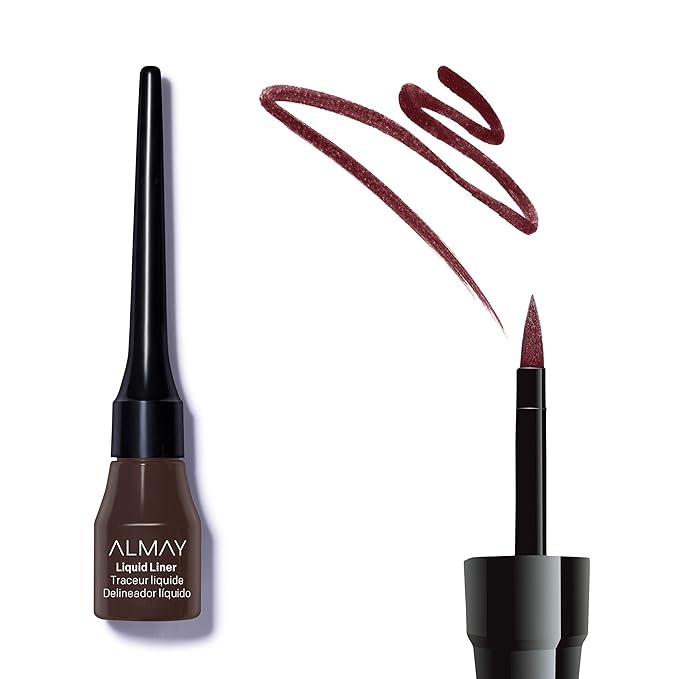 Almay Liquid Eyeliner, Waterproof, Fade-Proof Eye Makeup, Easy-to-Apply Liner Brush, Stocking Stuffer for Women, 222 Brown