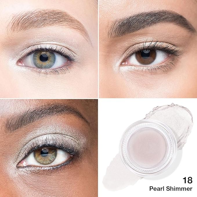 Cream Glitter Pearl Shimmer Metallic Eyeshadow Palette Makeup, Natural Single Mini Instant Holographic Eyeshadow For Women, Sombras Crema Para Ojos, Talc, Paraben & Cruelty Free, 18