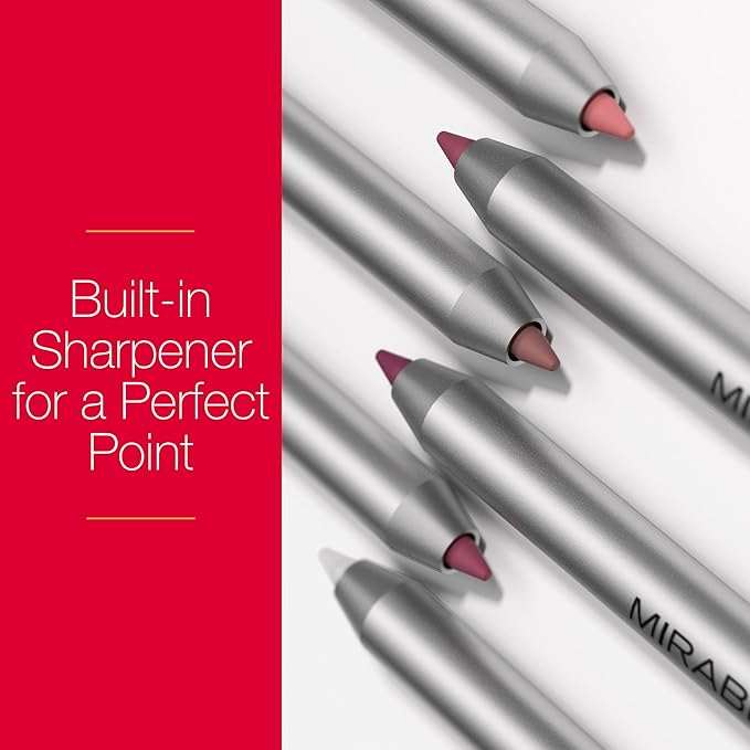 Mirabella - Line and Define Lip Definer, Smoothing & Moisturizing Retractable Lip Pencil with Sharpener, Helps Lipstick Stay Put, Long-Lasting Creamy Formula with Antioxidants Vitamins C & E, Bratty