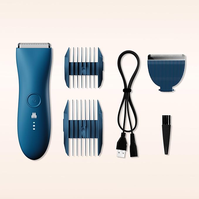 MERIDIAN The Trimmer Original - Body Hair Trimmer for Men, Electric Shaver for Pubic Hair, Chest, Legs & Bikini, Waterproof & Rechargeable, Ocean